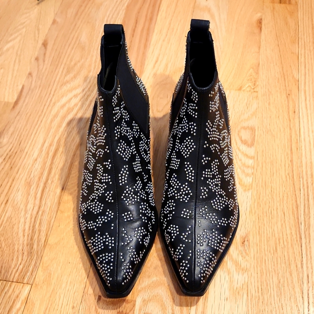 Rag & Bone Westin Boot. Leopard stud, black and silver.